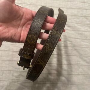 Louis Vuitton Monogram Canvas Men's Belt in Brown and Gold Size 115